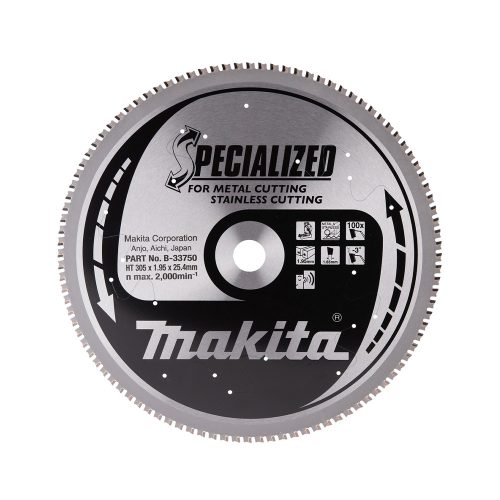 Makita EFFICUT körfűrészlap akkus géppel, rozsdamentes acélhoz, fémhez 305x25,4x1,95mm 100 fog