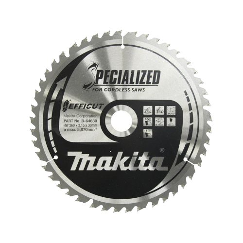 Makita EFFICUT körfűrészlap akkus géppel, fához 260x30x2,15mm 45 fog