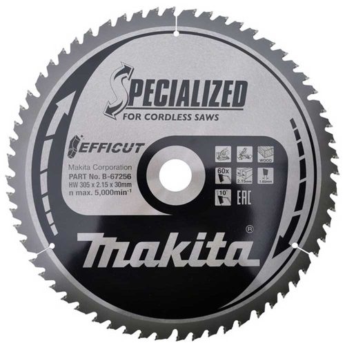 Makita EFFICUT körfűrészlap akkus géppel, fához 305x30x2,15mm 60 fog