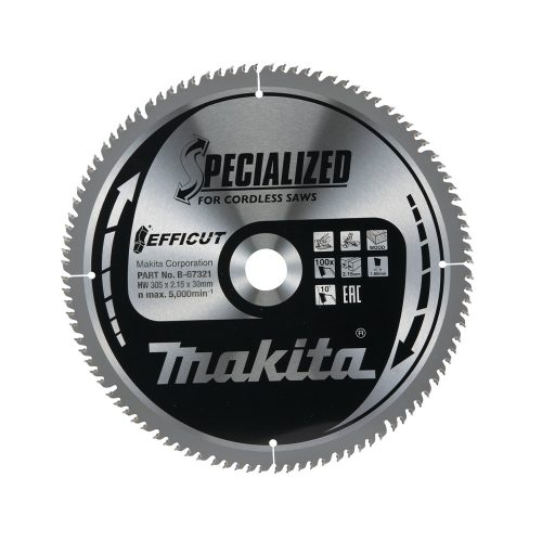 Makita EFFICUT körfűrészlap akkus géppel, fához 260x30x2,15mm 100 fog