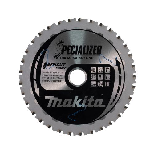 Makita EFFICUT körfűrészlap akkus géppel, fémhez 150x20x1,1mm 33 fog