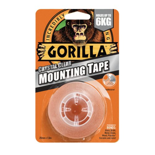 Gorilla Mounting Tape kétoldalas ragasztószalag, színtelen 25,4mmx1,52m (BAD-3044101)