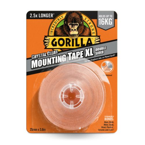 Gorilla Mounting Tape XL kristálytiszta kétoldalas ragasztószalag, 25 mm x3,8 m