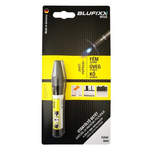 Blufixx fényre megkeményedo javító fehér gél patron - fém, üveg és ko anyagokhoz 5g (sárga)