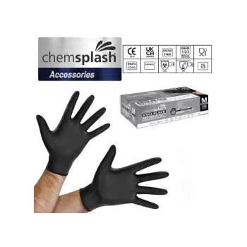   Chemsplash egyszerhasználatos púdermentes nitril kesztyű (100db) fekete S