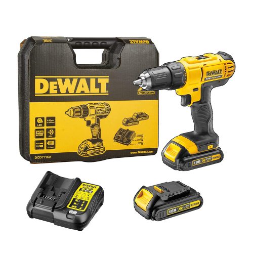 Dewalt kompakt akkus fúrócsavarozó DCD771S2-QW 18V 2x1,5 Ah