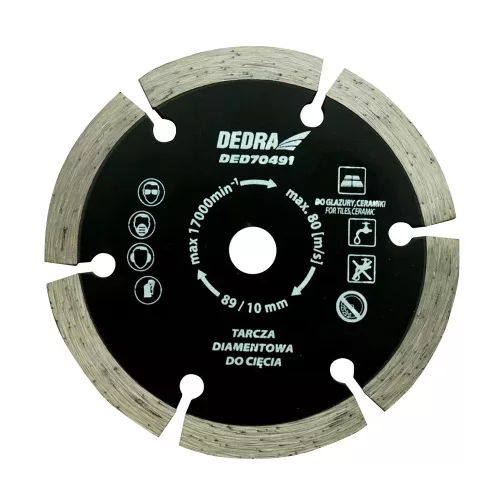Dedra gyémánttárcsa 89x10x1,2x1,8x7x6T a DED7049-hez