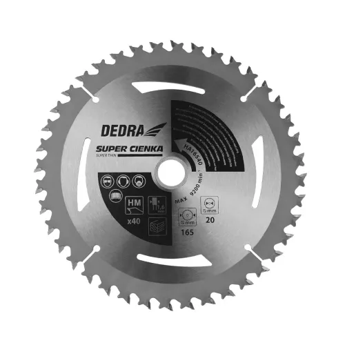 Dedra fűrésztárcsa fához SUPERTHIN 40z 185x20x1,1x1,6mm