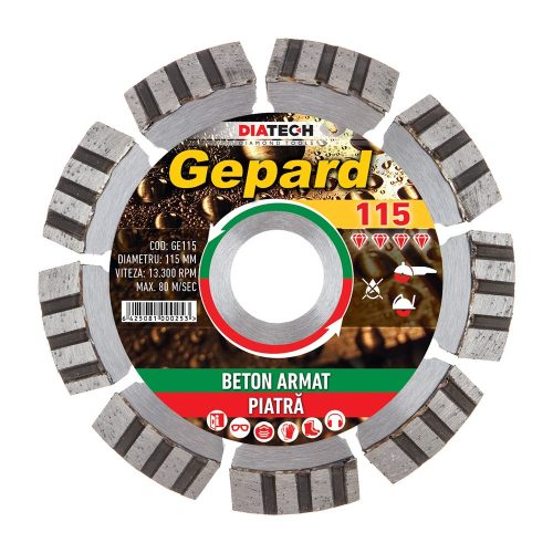 Diatech Gepard gyémánt vágótárcsa 115x22,2x10mm