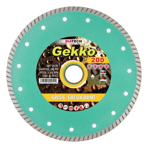 Diatech Gekko turbó gyémánt vágótárcsa 200x30/25,4x7,5mm