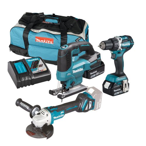 Makita akkus gépszett DLX3152TX1 (DDF484+DJV180+DGA511) 18V 2x5,0Ah