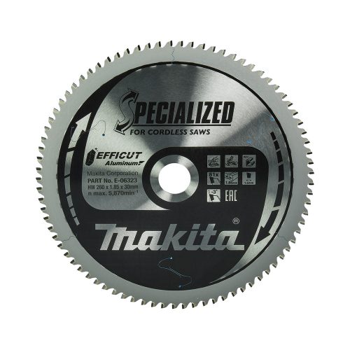 Makita EFFICUT körfűrészlap akkus géppel, alumíniumhoz 260x30x1,85mm 81 fog
