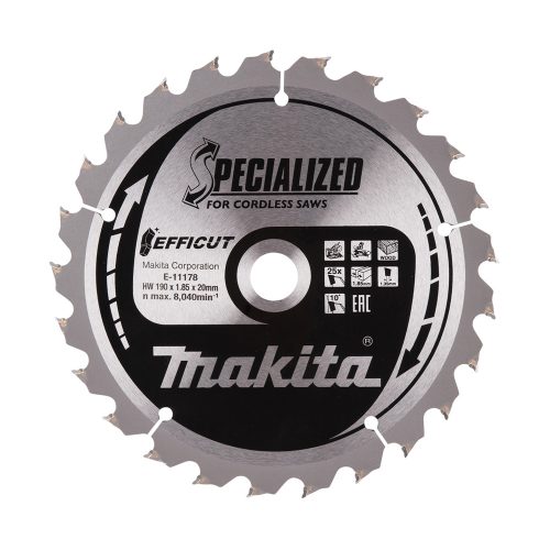 Makita EFFICUT körfűrészlap akkus géppel, fához 190x20x1,85mm 25 fog