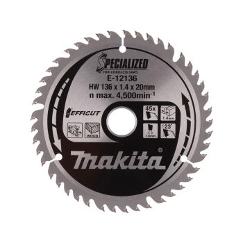   Makita EFFICUT körfűrészlap akkus géppel, fához 136x20x1,4mm 45 fog