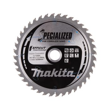   Makita EFFICUT körfűrészlap akkus géppel, kompozithoz 165x20x1,5mm 40 fog