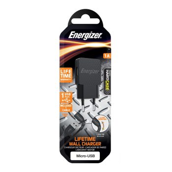 Energizer fali töltő 1A EU + MicroUSB kábel fekete