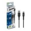 Energizer töltőkábel USB-C 2M fekete textil borítás