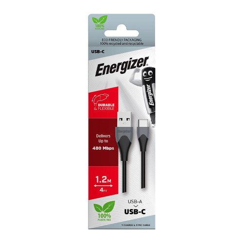 Energizer töltőkábel USB-C 2.0 1.2M fekete/szürke
