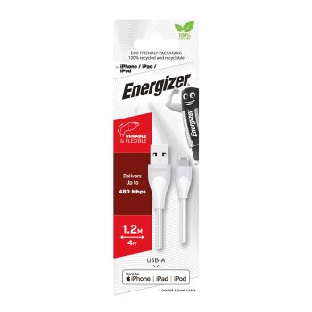 Energizer töltőkábel Lightning 1.2M fehér/szürke