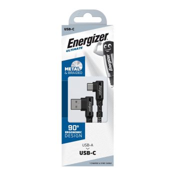 Energizer töltőkábel USB-C 90 Fokos 2M fekete