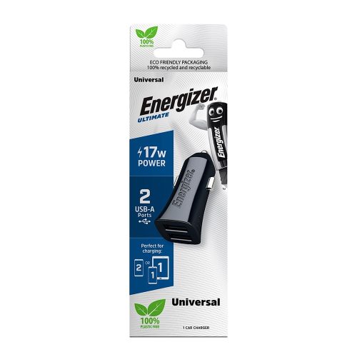 Energizer autós töltő 17W 2xUSB fekete