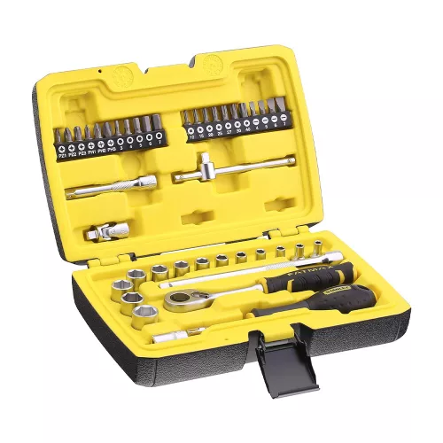 Stanley Fatmax dugókulcs készlet 3 fokonkénti fogazással, kemény dobozban 1/4" TT 42 részes