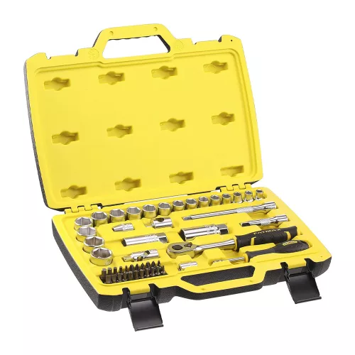 Stanley Fatmax dugókulcs készlet 3 fokonkénti fogazással, kemény dobozban 3/8” 49 részes