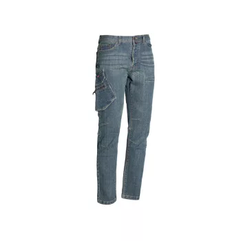 ISSALINE multi sokzsebes stretch farmernadrág kék M