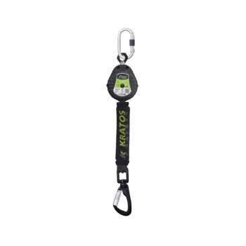   Kratos visszahúzható zuhanásgátló műanyag házban + karabiner - 2m fekete/sárga