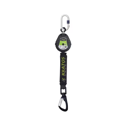 Kratos visszahúzható zuhanásgátló műanyag házban + karabiner - 2m fekete/sárga