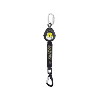   Kratos visszahúzható zuhanásgátló műanyag házban + karabiner - 1,8m fekete/zöld