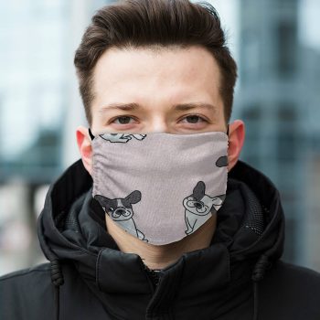   2 rétegű pamut szájmaszk, többször hordható, francia bulldog mintás