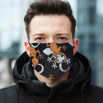   2 rétegű pamut szájmaszk, többször hordható, gekkó mintás