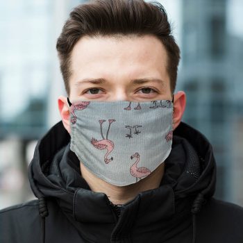   2 rétegű pamut szájmaszk, többször hordható, táncoló flamingó mintás