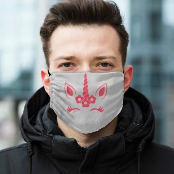   2 rétegű pamut szájmaszk, többször hordható, unikornis sziluett mintás