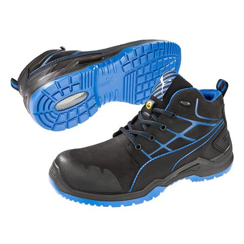 Puma Krypton Blue Mid S3 ESD SRC Védőbakancs Fekete/Kék - 40