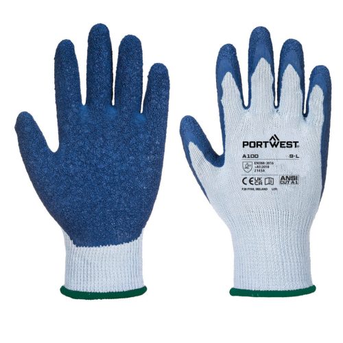 Portwest A100 Latex mártott kesztyű Szürke/Kék - S
