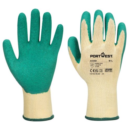 Portwest A100 Latex mártott kesztyű Sárga/Zöld - L