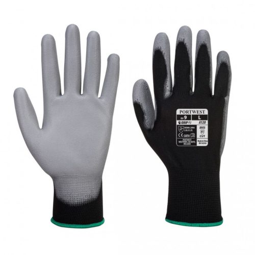 Portwest A120 PU tenyérmártott kesztyű Fekete/Szürke - M