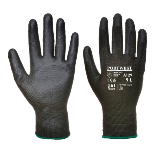 Portwest A129 PU kesztyű - teljes karton (480 pár) Fekete - XXL