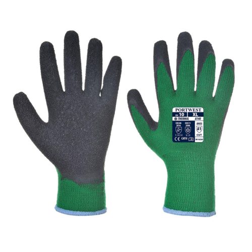 Portwest A140 Thermal latex mártott kesztyű Zöld/Fekete - M