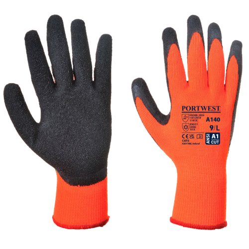 Portwest A140 Thermal latex mártott kesztyű Narancs/Fekete - M
