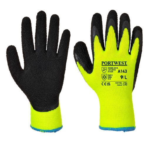 Portwest A143 Thermal Soft Grip kesztyű Sárga/Fekete - XL