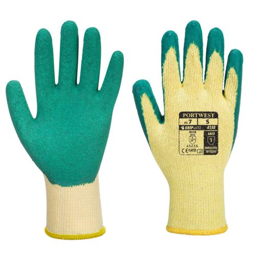 Portwest A150 Classic Grip latex kesztyű Sárga/Zöld - XL