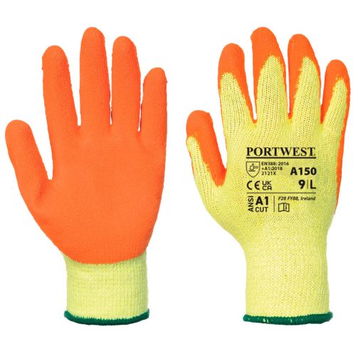 Portwest A150 Classic Grip latex kesztyű Sárga/Narancs - S