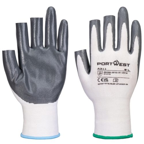 Portwest A311 Grip 13 ujjatlan nitril kesztyű (12 pár) Fehér/Szürke - M