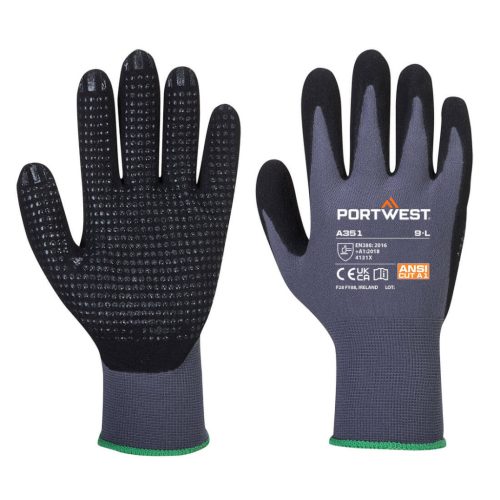 Portwest A351 DermiFlex Plus védőkesztyű Szürke/Fekete - M
