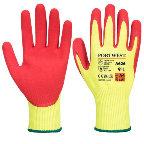 Portwest A626 Vis-Tex HR Cut kesztyű-Nitril Sárga/Piros - XL