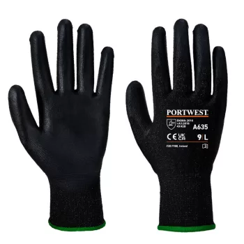 Portwest A635 Eco-Cut vágásbiztos kesztyű Fekete - L