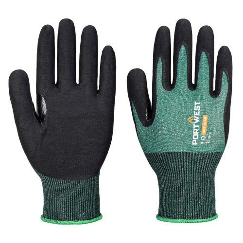 Portwest AP15 SG Cut B18 Eco nitril kesztyű ( 12 pár ) Zöld/Fekete - M